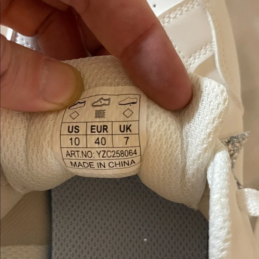 White Athletic Sneakers with Silver Glitter Star - Picture 4 of 8